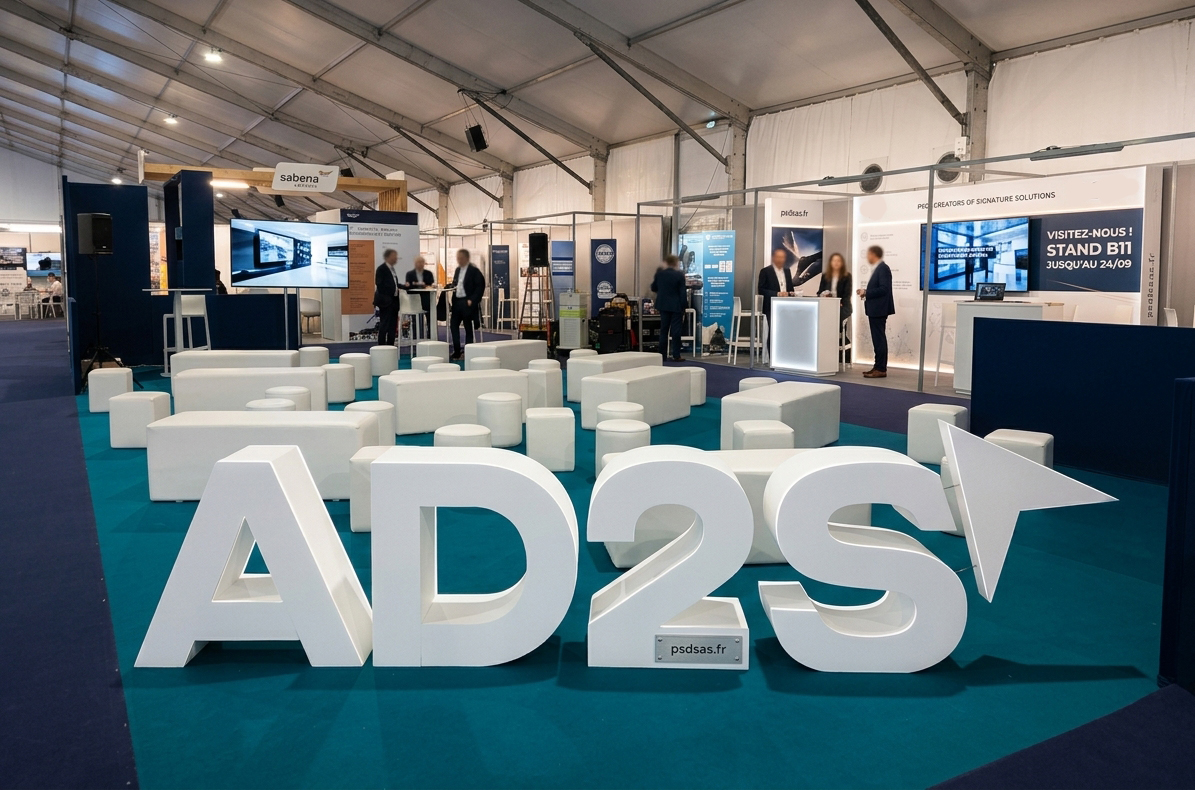 lettrage en polystyrene cree pour le salon ad2s par psd
